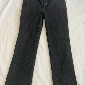 Duluth Trading Co Black Denim Flare Women's Jeans Size 14 L 33